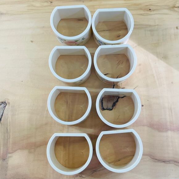 2 Sets of 4 Gemco Vintage 1980's Napkin Rings & Holders w/ Floral, Flower Design - Picture 7 of 10